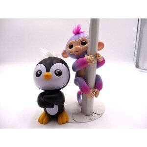 Fingerlings Interactive Monkey Purple Pink Sounds Reactions an Penguin both Work